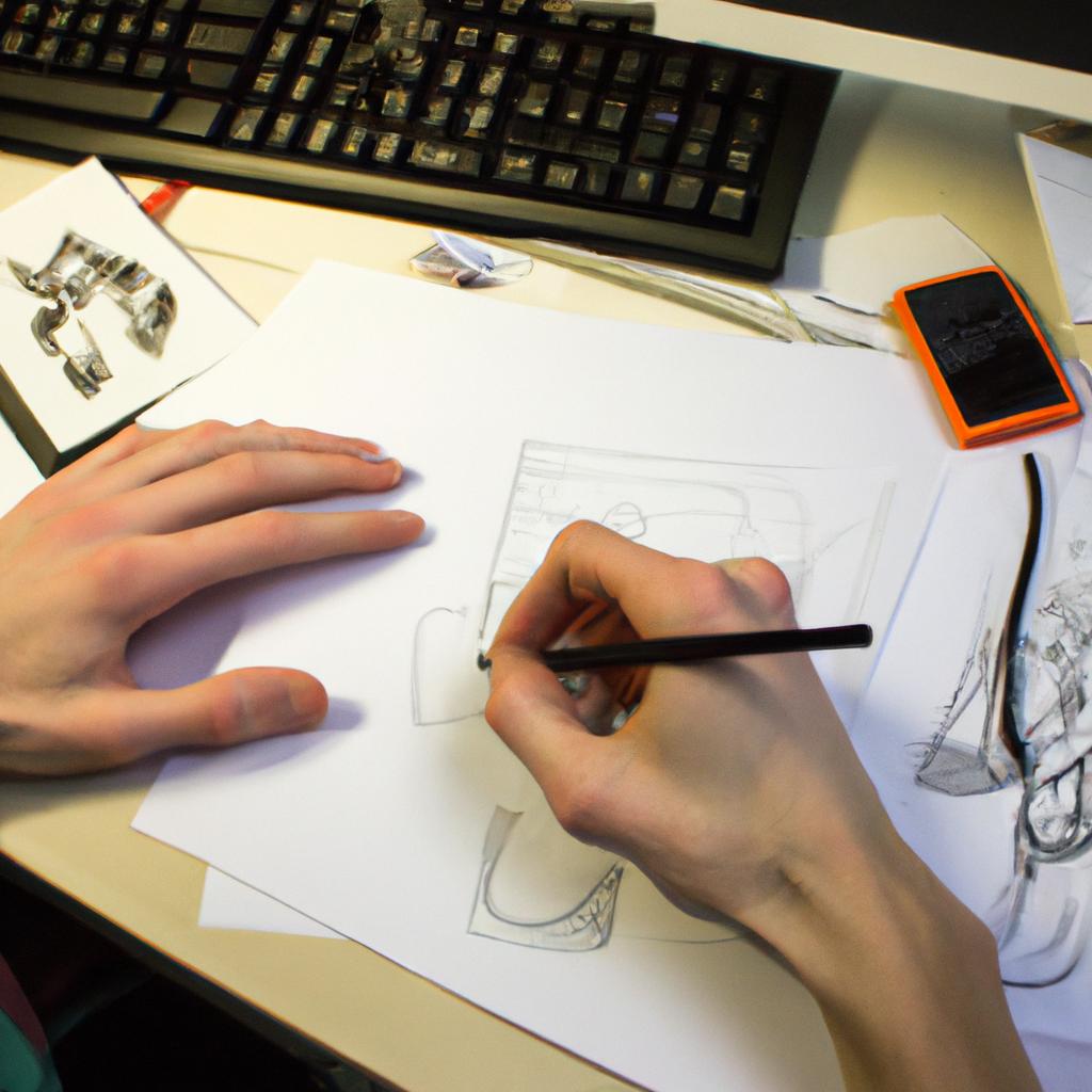 Person creating animated film artwork
