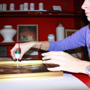 Person working on art conservation