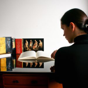 Person studying art history, reading