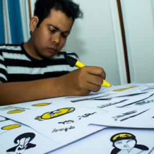 Person creating comic or illustration