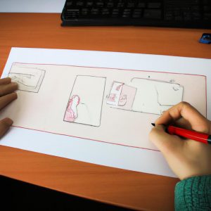 Person drawing storyboard for animation